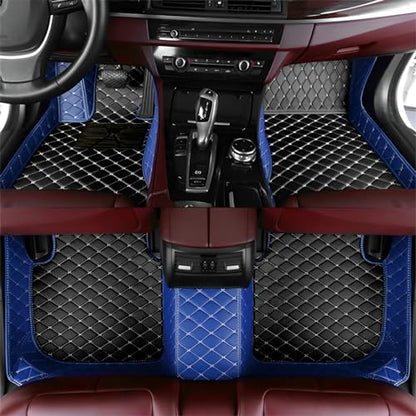 Customized Personalized Car Mats - All Weather Men's and Women's Floor mats Suitable for 99% of vehiclesPads Protection Non-Slip Leather Floor Liners (Blue and Black Beige) - color: Blue and black beige 1