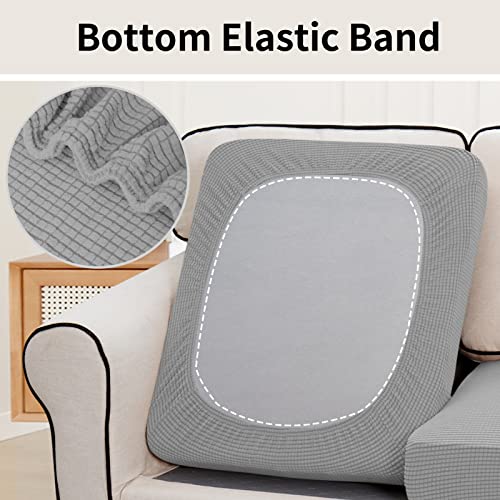 Easy-Going Stretch Individual Loveseat Couch Cushion Cover Sofa Cushion Furniture Protector Sofa slipcover Soft Flexibility with Elastic Bottom (2-Piece Loveseat Cushion Cover, Light Gray) - color: Light Gray, size: 2-piece