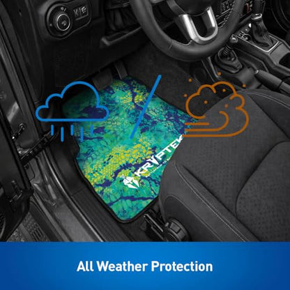 Coverking Universal Car Floor Mats Set of 2 (Front Driver and Passenger) Kryptek Mahimahi Camo - All-Weather Protection for Mud, Dirt, Rain, Spills, Non-Slip Backing, Fits Cars Trucks SUVs Jeeps - style: Kryptek Mahimahi