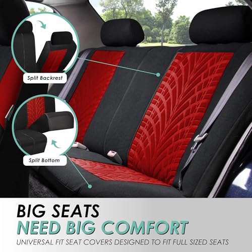 FH Group Three Row Set 7 Seater Red Travel Master Car Seat Covers, Airbag and Split Rear Car Seat Cover Universal Fit Interior Accessories for Cars Trucks & SUV Automotive Seat Covers - color: Red