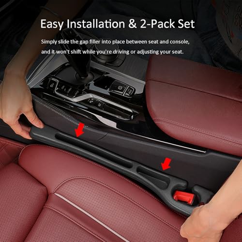 Car Seat Gap Filler Organizer 2-Pack - Universal Fit Seat Gap Plug Blocker, Drop-Proof Console Catcher for Phones, Keys & Cards, Interior Auto Accessories for Cars, Trucks & SUVs