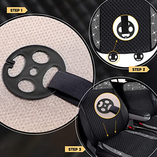 24 Pieces Car Seat Cover Plum Plate Metal Hook,12 Pcs Plastic Car Seat Covers Chucks,12 Pcs Metal Hooks Locking Clip Plastic Card Fixed Fastener Buckle for Seat Replacements Accessories(Black)