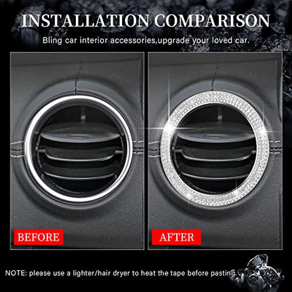 LECART Glitter Air Vent Outlet Cover Fit for Jeep Wrangler JL JLU Gladiator JT JTU 2020 2021 2022 2023 2024 2025 Car Interior Metal Stickers 4 Pack