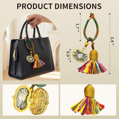 Handmade Tassel Keychain for Car Keys, Purse, Bag Charm Accessory, Bohemian Fringe Pendant Gift - color: Lucky Heart Tassel Charm