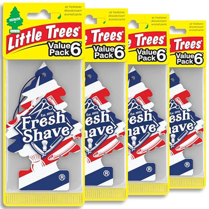LITTLE TREES Car Air Freshener | Hanging Tree Provides Long Lasting Scent for Auto and Home | 24 Air Fresheners |Fresh Shave - color: Fresh Shave, size: 6 Count (Pack of 4)