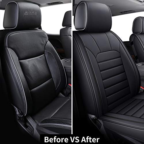 LUCKYMAN CLUB 2 Front Silverado Seat Covers Fit for 2007-2023 2024 2025 Chevy Silverado Sierra 1500 2500 3500 with Water Proof Faux Leather (Black 2 PCS) - color: Black, size: Front set (2 pcs)