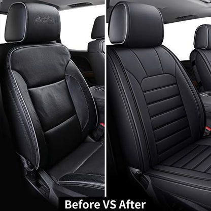 LUCKYMAN CLUB 2 Front Silverado Seat Covers Fit for 2007-2023 2024 2025 Chevy Silverado Sierra 1500 2500 3500 with Water Proof Faux Leather (Black 2 PCS) - color: Black, size: Front set (2 pcs)