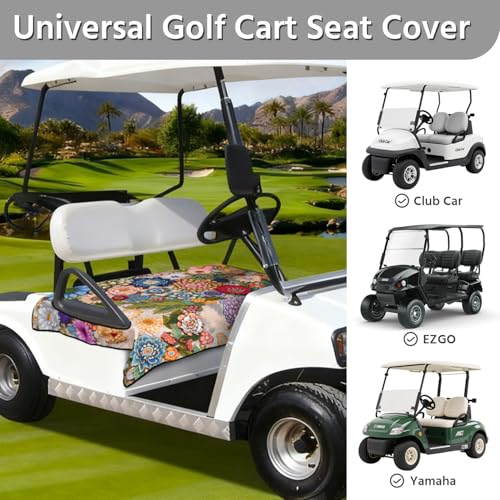 Golf Cart Seat Covers, Universal Golf Cart Seat Towel Blanket for Yamaha, EZGO, Club Car, Icon and More 2-Seat Carts, 100% Microfiber Keeps Seat Comfortable and Clean - color: boho