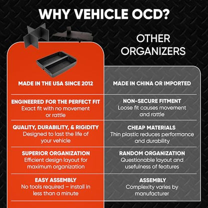 Vehicle OCD – Center Console Divider, Tray, and Glove Box Organizer for Toyota Tacoma (2024-2026) – Made in USA - (NOT for Tacoma i-FORCE MAX hybrid) - SLX514 - size: 2024-2026, style: Boxed Set