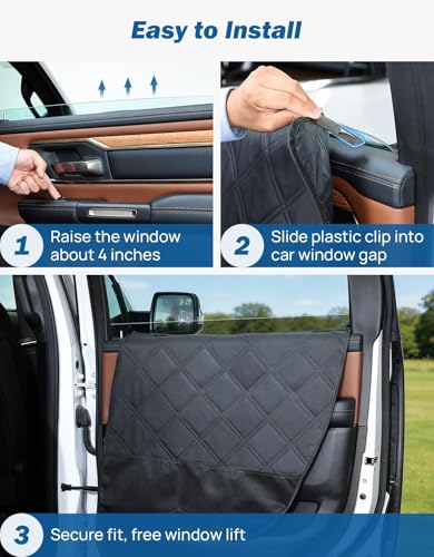 JOYTUTUS Dog Car Door Protector Compatible with Sedan/Family Car/Small SUV, Waterproof & Anti-Scratch Door Protector from Dog Scratching with Storage Pockets (2 Packs Universal Fit)
