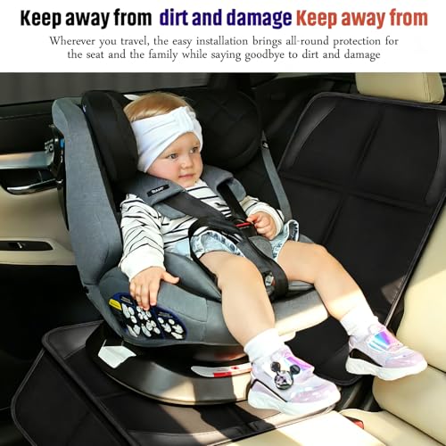 Bacgnyer Car Seat Protector, 2 Pack Carseat Seat Protectors for Child Baby Car Seat Mat Vehicle Pet Cover, Waterproof & Durable 600D Fabric Car Seat Cover with Non-Slip Backing and Mesh Pockets - color: Black 2PCS