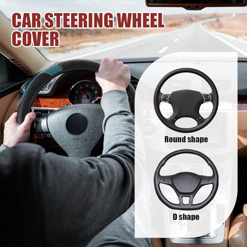 Car Steering Wheel Cover, Steering Wheel Protector, Universal 14.5-15 Inch Microfiber Leather Breathable Auto Steering Wheel Covers, Carbon Fiber Steering Wheel Cover for Women Men (Dark Green) - color: Dark green