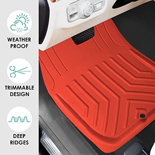 FH Group Faux Leather Deep Dish Car Floor Mats – Trim-to-Fit, Universal Fit Full Set Automotive Floor Mats for Cars, SUVs & Trucks, Durable All-Weather Interior Protection, Red - color: RED