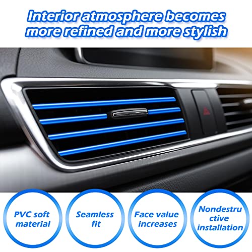 Frienda 20 Pieces Car Air Conditioner Vent Outlet Decoration Strips Universal Waterproof Bendable Car Vent Outlet Trim Decoration Car Interior Accessories for Straight Air Vent Outlet (Blue)