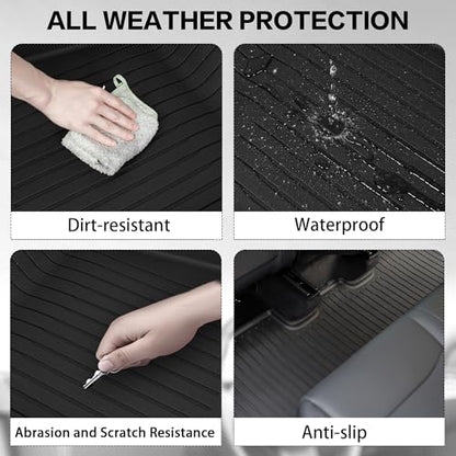 WEIZE Tesla Model Y Juniper Floor Mats 2025 2026, 11 PCS Full Set All Weather Non-Slip Floor Mats & Cargo Liners, Black Car Mats for Tesla Interior Accessories ((Not for Standard) - style: 2025 2026 for Tesla Model Y Juniper 11 PCS