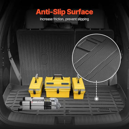 VEVOR Cargo Mats Compatible with Hyundai Palisade 2020-2024, Custom Fit TPE Cargo Liner Set for SUVs, Trunk and Rear Back Seat Protector Replacement, Black, Trunk Mat and Backrest Mats - style: Hyundai Palisade 2020-2024