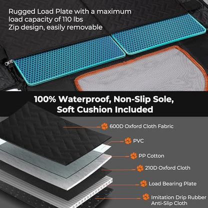 KYG Large Dog Car Seat for Large Medium Size Dogs with Cushion, Waterproof Hard Bottom Car Seat Cover for Dogs with 3 Mesh Windows, Foldable Pet Carseat for Cars/SUVs/Trucks