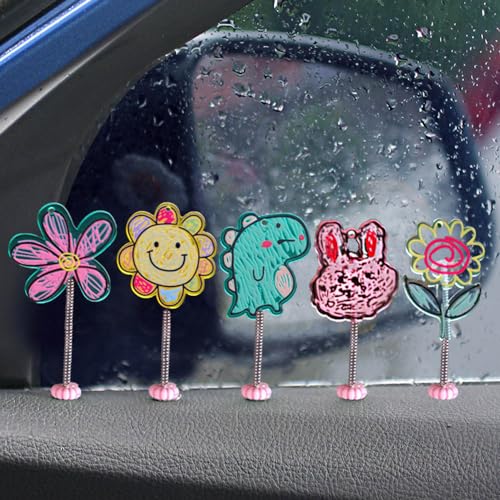 ZOSTLAND Special Dashboard Decorations, Cartoon Ornaments for Car, SUV, Living Room, Bedroom, Desk - Cute Doodle Decor (5pcs)