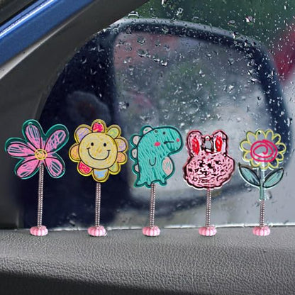 ZOSTLAND Special Dashboard Decorations, Cartoon Ornaments for Car, SUV, Living Room, Bedroom, Desk - Cute Doodle Decor (5pcs)