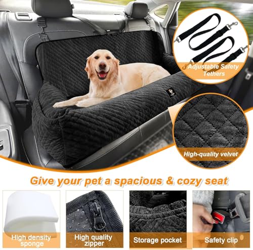 Sephyroth Dog Car Seat for Large Dogs Under 100LBS,Dog Car Bed Washable Pet Travel Safety-Black - color: Black, size: Large