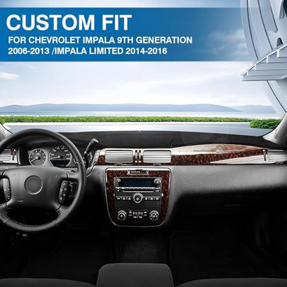 KUST Black Dash Cover for Chevy Chevrolet Impala 2006-2013/Impala Limited 2014-2016 Non-Slip Dashboard Cover Interior Accessories for Impala Custom Fit Dash Mat Sunshade No Glare - size: 57.87"×17.32"(Chevrolet Impala 06-13)