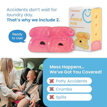 Piddle Pad 2-Pack, Potty Training Car Seat Protector, Toddler Car Seat Cover & Stroller Protector, Machine Washable Waterproof Car Seat, Anti-Slip, Universal Fit (Pink) - color: Pink
