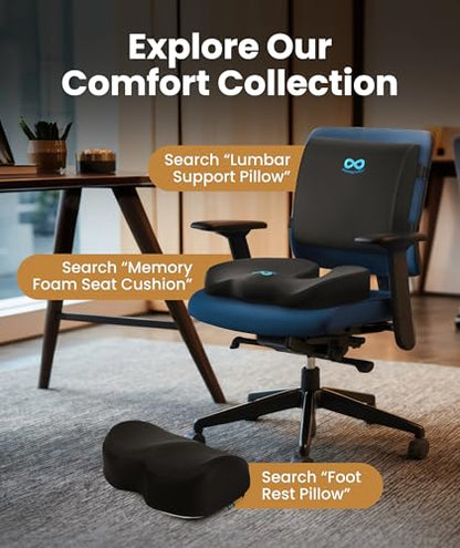 Doctor Recommended Memory Foam Seat Cushion for Office Chairs & Car - Ergonomic Office Desk Accessories - Cushions for Tailbone Pain Relief, Sciatica