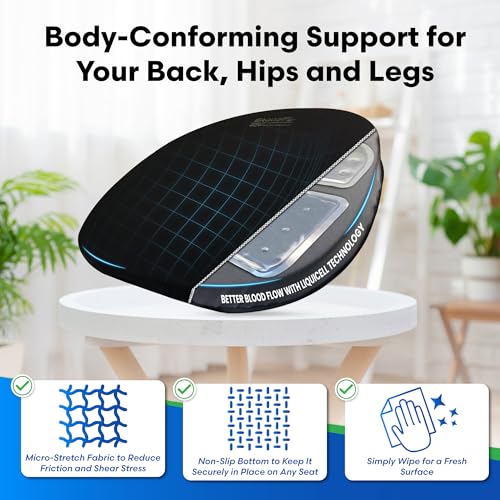 Original Seat Cushion - Liquicell Membrane Technology for Pressure Relief, Tailbone Pain, Sciatica, Hip & Lower Back Pain - Long Sitting on Car Seat, Office/Home Chair (18" W x 17" x 3") - size: 18W x 17 x 3