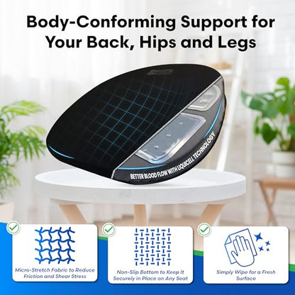 Original Seat Cushion - Liquicell Membrane Technology for Pressure Relief, Tailbone Pain, Sciatica, Hip & Lower Back Pain - Long Sitting on Car Seat, Office/Home Chair (18" W x 17" x 3") - size: 18W x 17 x 3