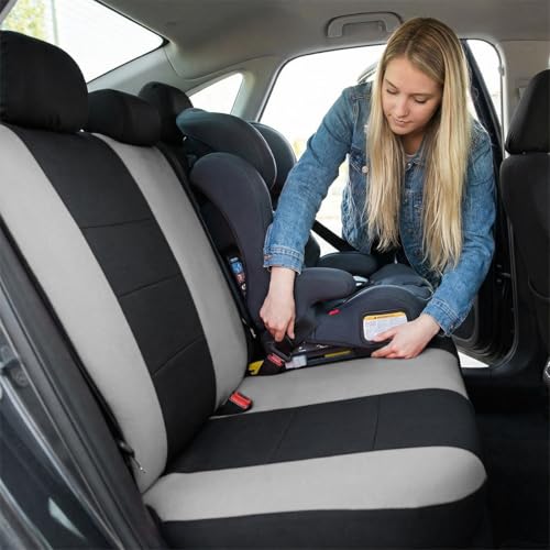 Car Seat Covers Full Set, Split Waterproof Polyester Mesh Vehicle Front and Rear Seat Protectors, All-Weather Automotive Interior Chair Cushion, Universal for Automobile RV Truck (Grey) - color: Grey