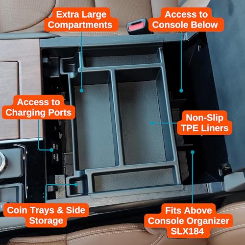 Vehicle OCD - Center Console Divider and Tray Organizer for Toyota Tundra (2022-2026) / Sequoia (2023-2026) – Made in USA - NOT Compatible with Center Console Safe - SLX513 - size: 2022-2026, style: Boxed Set