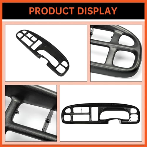ECOTRIC Dash Board Bezel Cover Compatible with 1998-2002 Dodge Ram 1500 2500 3500 Truck Replace for 68042746AC, 5GK51DX9AA, 5EU11DX9AB w/Clips - size: Dash Bezel W/O Vents