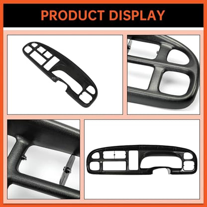 ECOTRIC Dash Board Bezel Cover Compatible with 1998-2002 Dodge Ram 1500 2500 3500 Truck Replace for 68042746AC, 5GK51DX9AA, 5EU11DX9AB w/Clips - size: Dash Bezel W/O Vents