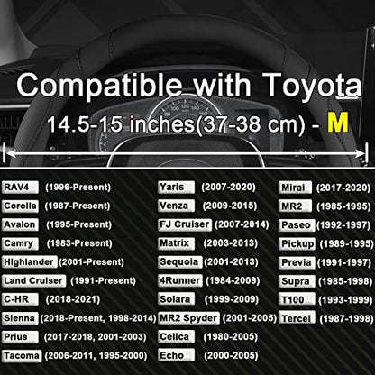 West Llama Customized Auto Car Steering Wheel Cover for Toyota (Black) - color: A-Black, size: Standard Size (14 ½''-15'')