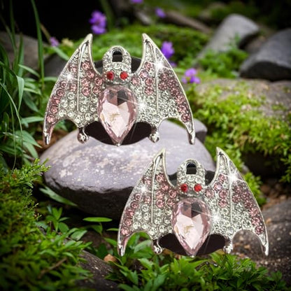 New Bat Aromatherapy Car Decoration Clip Car Air Vent Decorative Fragrance Bat Rearview Mirror Pendant Ambience Decoration Pendant (Double Silver Bat) - size: Double Silver Bat
