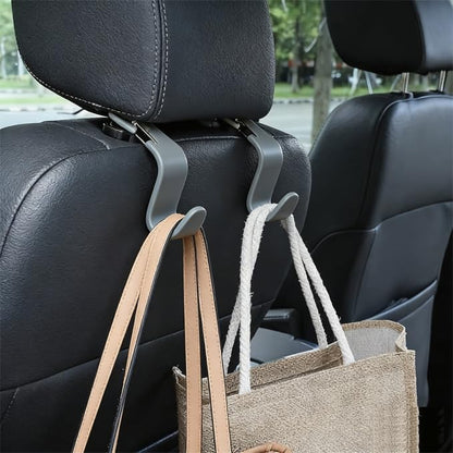 4-Pack 360° Rotating Car Seat Headrest Hook 4 Pack Hanger Universal Vehicle Car Storage Organizer for Handbag Purse Coat with Clip Gray - color: Gray