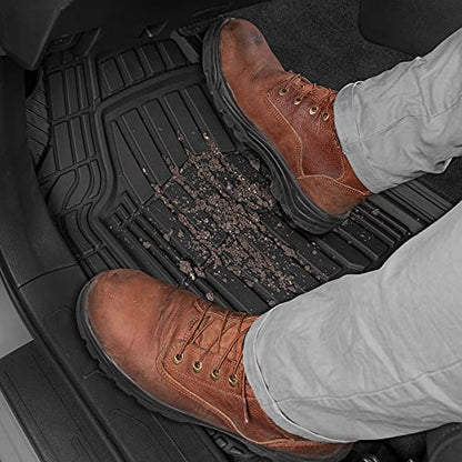 BDK Cat® CAMT-1003 (3-Piece) Deep Dish Rubber Car Floor Mats with Trunk Cargo Liner, Heavy Duty All Weather Trim to Fit Front & Rear Combo Set for Car Sedan SUV Van
