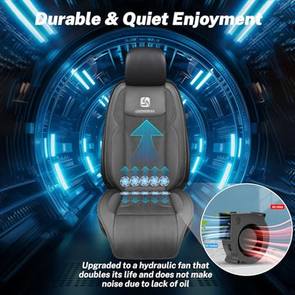 Cooling Car Seat Cover with 2 Powerful Turbo Fans，12V-24V Ventilated Cooling Car Seat Cushion，3-Speed Adjustable Breathable Cooling Seat Cover for Car SUV Truck Universal Fit (Grey)