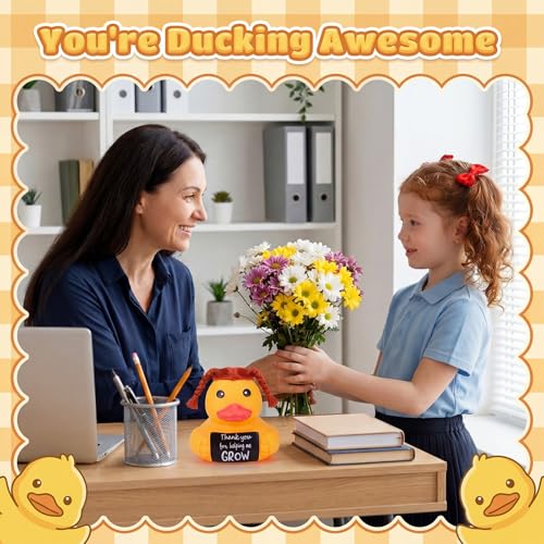 Civaner 7 Inch Emotional Giant Rubber Duck with Positive Message Thank You Gifts Motivational Rubber Duck Gift for Desk, Office, Home Decor Graduation(Teachers Gifts) - style: Thank You for Help Me Gow
