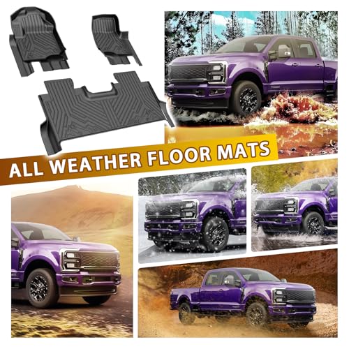Floor Mats for 2017-2024 2025 2026 Ford F250/F350/F450 Super Duty Crew Cab Accessories All Weather TPE Custom Fit Truck Floor Liners 1st & 2nd Row - size: 3)Ford F250/F350/F450｜17-26｜1st & 2nd Row