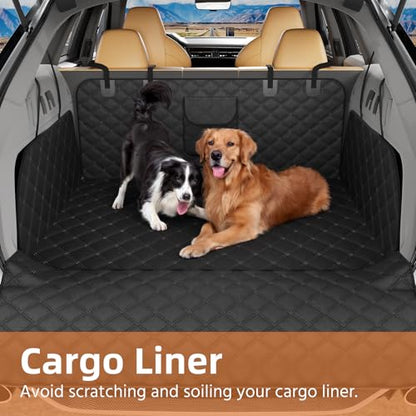 Simple Trending SUV Cargo Liner for Dogs, Waterproof Dog Car Seat Cover Mat for SUVs Sedans Vans, Universal Fit Pet Trunk Cover with Non-Slip Bumper Flap Protector, Black