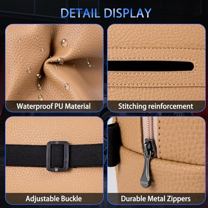 Car Tissue Holder, Standard Tissue Holder for Pu Leather Car Napkin Holder, Backseat Extra Large Tissue Organization Fit for 120-230 Tissues per Box 7.08'' x 4.72'' x 3.15'' (Khaki) - color: Khaki