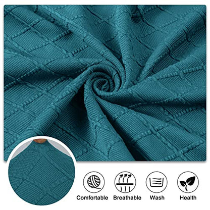 Lebaley Stretch Jacquard Ottoman & Bench Cover Removable Washable Slipcover for 42-54 inch Rectangular Benches, Bar Stools, and Dining Room Chairs (Fits 14-18" Wide),Peacock Blue - color: Peacock Blue, size: Regular - Standard