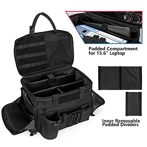 Trunab Patrol Bag, Police Duty Bag, Car Front Seat Organizer with 15.6” Tablet and Laptop Storage for Law Enforcement, Police Patrol, MOLLE Compatible