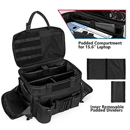 Trunab Patrol Bag, Police Duty Bag, Car Front Seat Organizer with 15.6” Tablet and Laptop Storage for Law Enforcement, Police Patrol, MOLLE Compatible