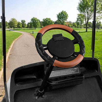 10L0L 13 Inch Golf Cart Steering Wheel Covers for EZGO TXT&RXV 1994-up, Upgraded Microfiber Anti-Slip Steering Wheel Cover with Pu Leather - color: Brown