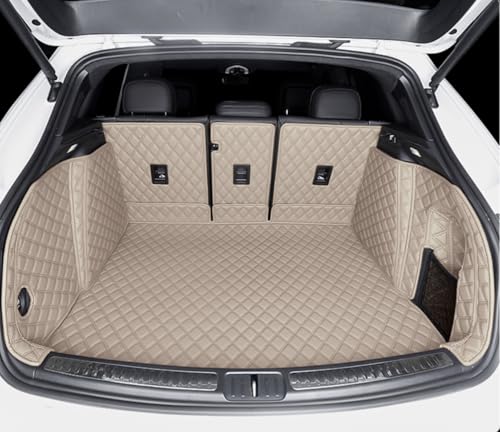 ZYCHUANGYING Car Trunk Mat Compatible with Porsche MacanElectric 2024 2025 Cargo Mat Custom Fit All-Weather Trunk Cover Dog Liner Beige - color: Beige, size: MacanElectric Trunk Mat