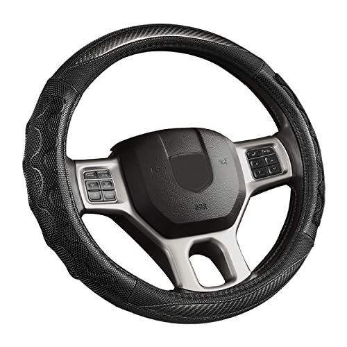 GIANT PANDA Steering Wheel Cover for Dodge Ram 1500 - Car Steering Wheel Covers for Dodge Ram 2500 3500 15.5-16 inch - Gray - color: B-Black+Gray