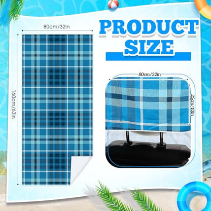 Hahafelt Car Seat Towel Covers with Storage Bag, 63 x 32 Inch Universal Non Slip Waterproof Sweat Protector for Car Truck, Gym Swimming Running, Machine Washable(2 Pack,Blue Plaid) - style: Blue Plaid