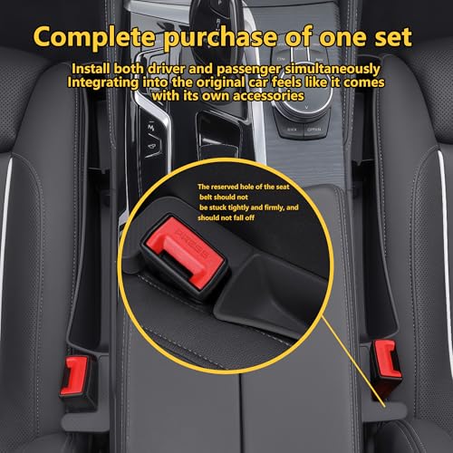 2PCS Universal Car Seat Gap Filler, Durable & Easy Install, No-Drop Seat Side Gap Seam Filler Organizer to Fill the Gap Space Between the Console and Seats, with Phone Holder for Car, SUV, Truck